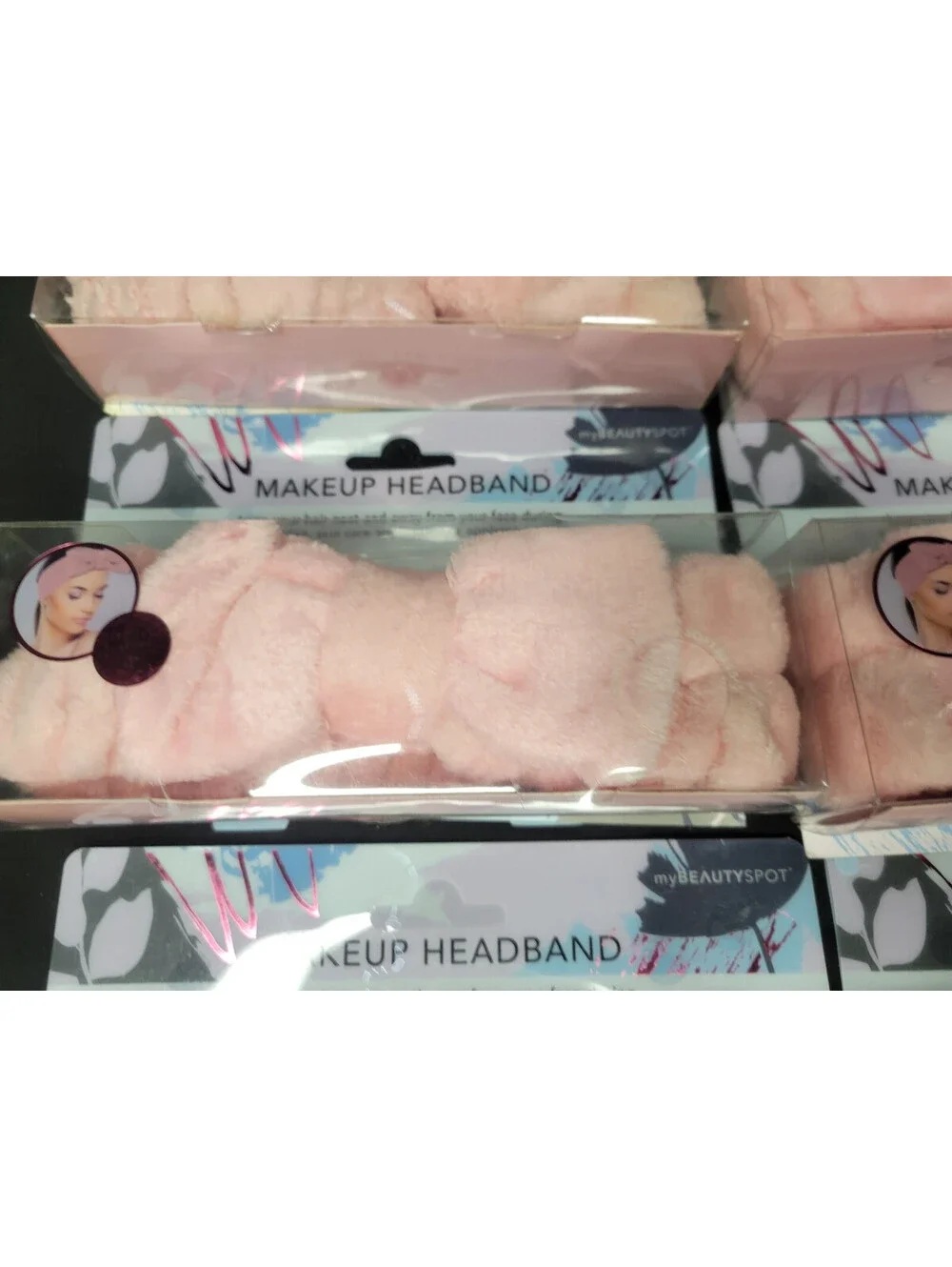 6 pack Pink Makeup Headband Soft Plush by myBEAUTYSPOT   *Distressed Packaging*